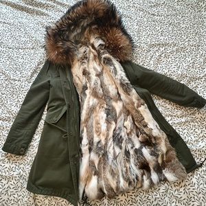 Natural Fur Lining Real Fur Winter Jacket Women Raccoon Fur Collar Warm Parkas